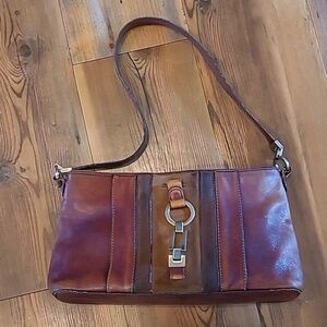 ETIENNE AIGNER Vintage Leather Handbag, Gold Tone Hardware, Tri-color Brown